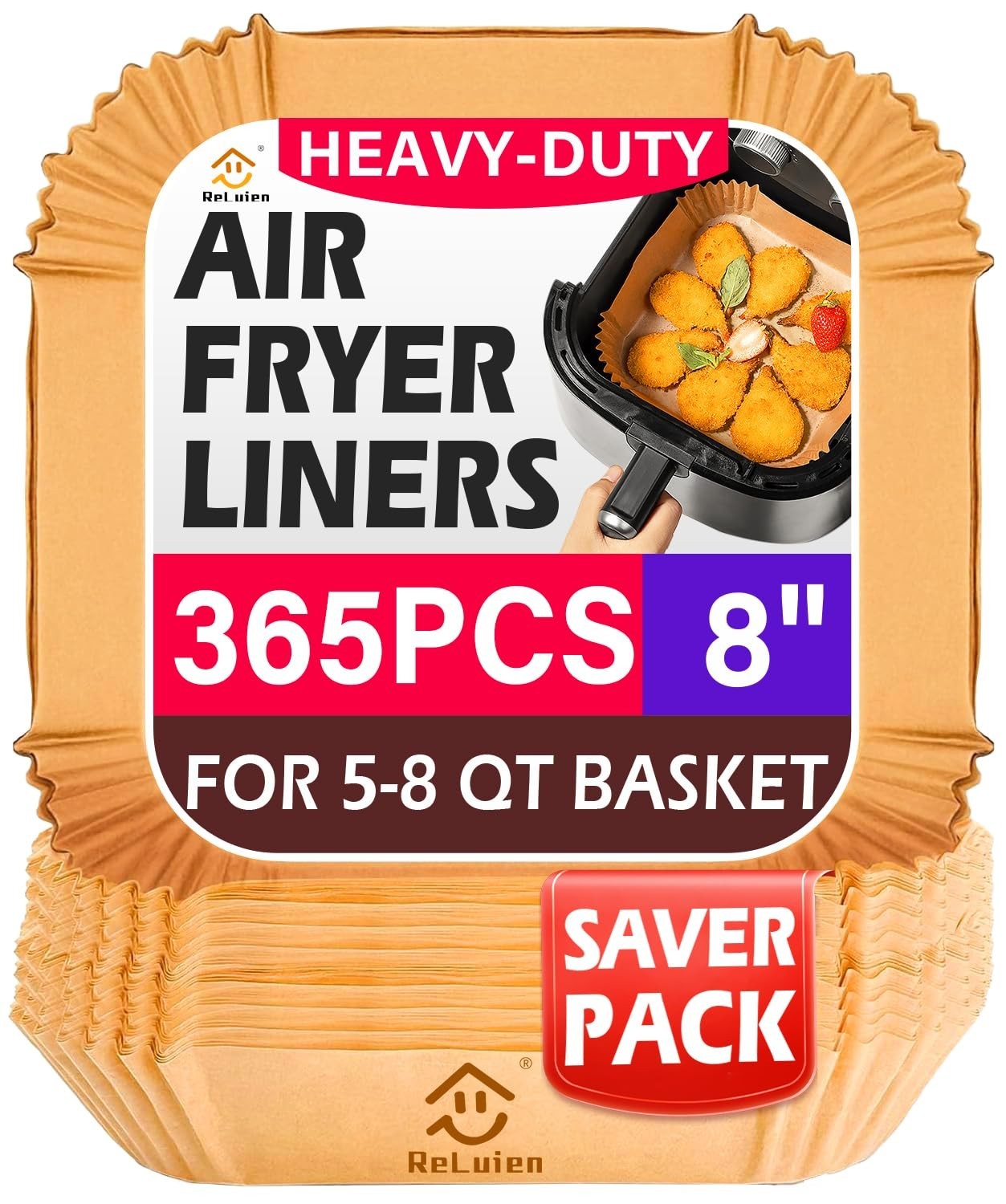 365 Pcs Disposable Air Fryer Liners, 8" Non-Stick Parchment Paper for 5-8 QT Ove0