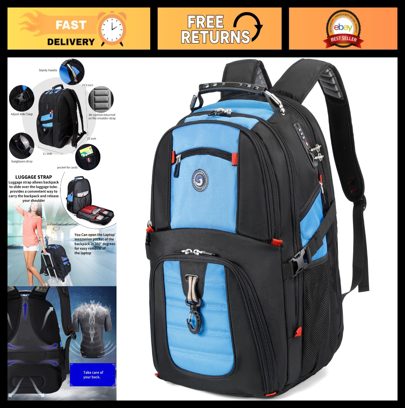 Large Travel Laptop Backpack for Women   Stylish Work & College Bag, Durable & S0