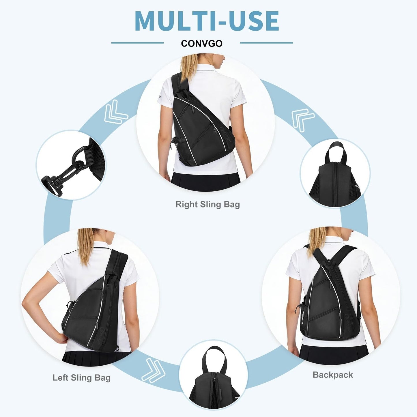 Adjustable Pickleball Backpack & Sling Bag - 2-in-1 Sports Bag for Tennis6