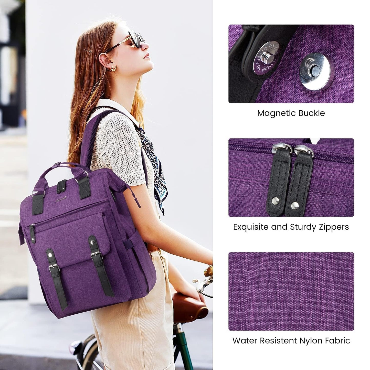 Stylish 17" Laptop Backpack for Women   Work, Travel, Teacher, Nurse Purse   Pur2