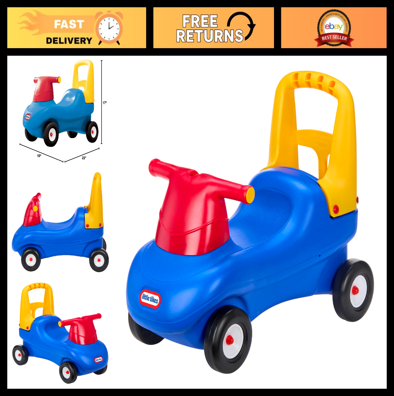 Push and Ride Racer Toy - 22"L x 10"W x 17"H, Fun Outdoor Ride-On for Kids0