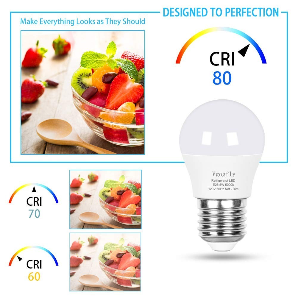 5W Daylight White LED Refrigerator Light Bulbs 40W Equivalent E26 Medium Base  4