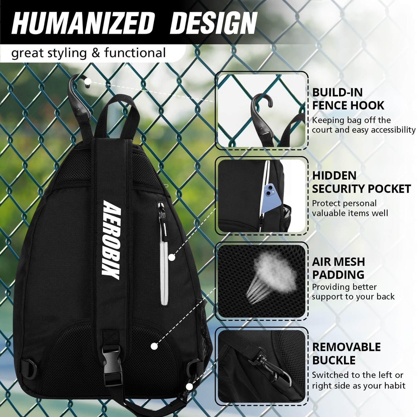 Large Capacity Pickleball Backpack with Padded Paddle Pocket & Upgraded Zippers3