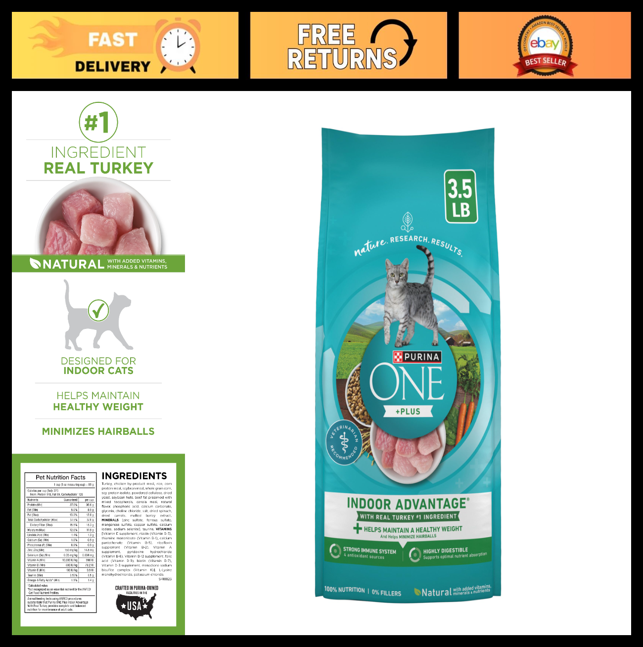 Indoor Advantage Weight Control Dry Cat Food, 3.5 lb   Healthy Nutrition for Cat0
