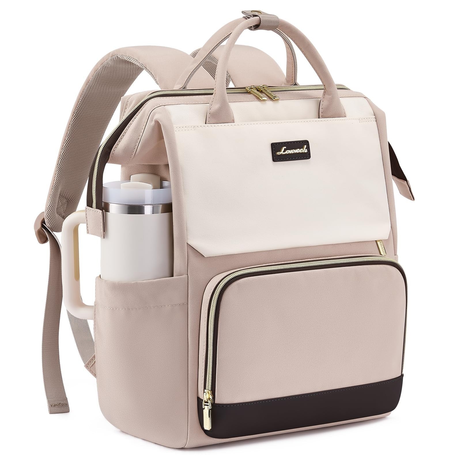 Stylish Laptop Backpack for Women   Giant Tumbler Holder, Travel, Work, Nurse, T1