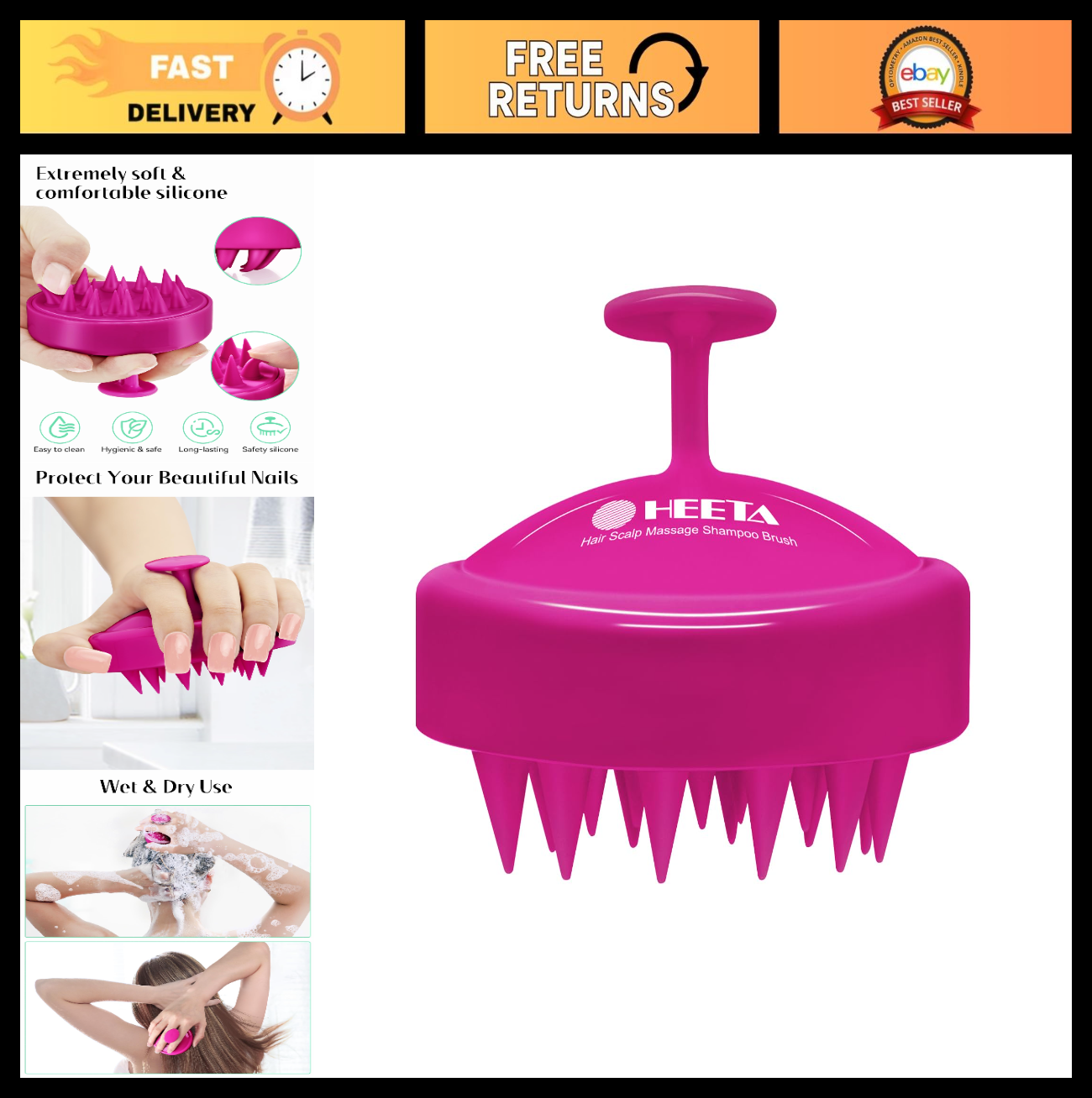 Scalp Massager Brush for Hair Growth, Silicone Shampoo Scrubber, Dandruff Relief0