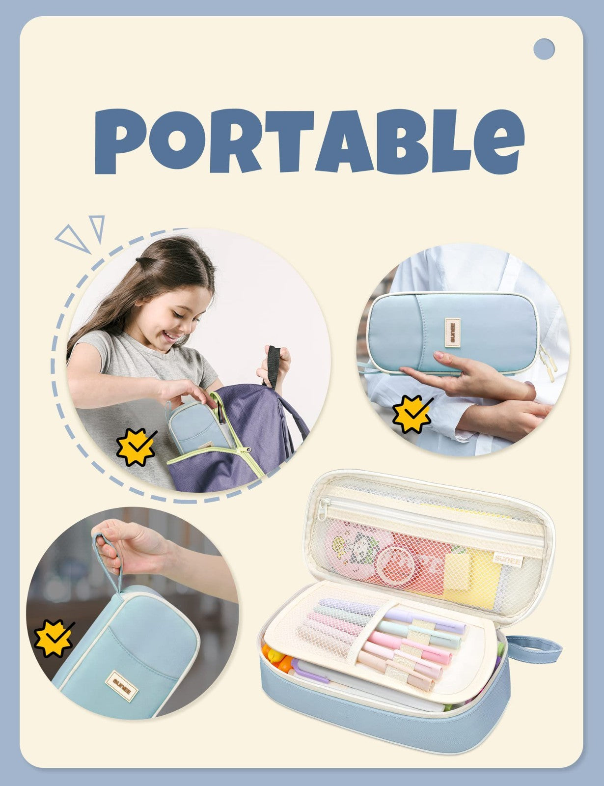 Aesthetic Pencil Case   Cute Large Zipper Pouch, Kawaii Stationery Organizer for6