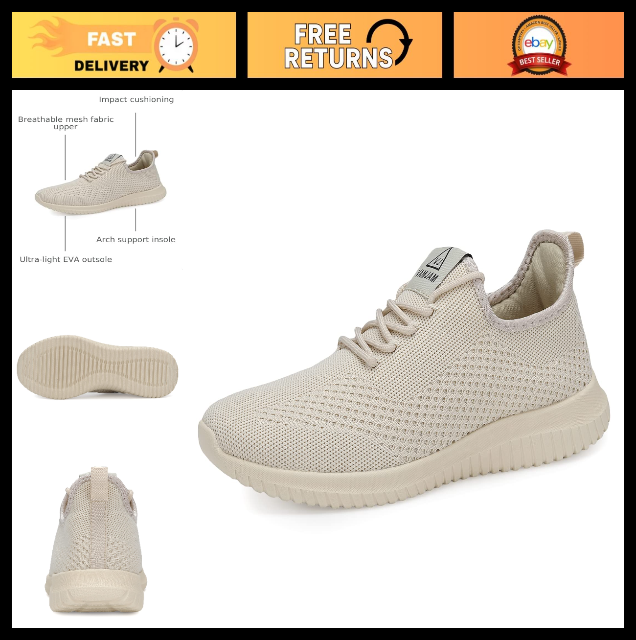 Lightweight Breathable Men's Running Shoes - Non-Slip Athletic Sneakers for Walk0