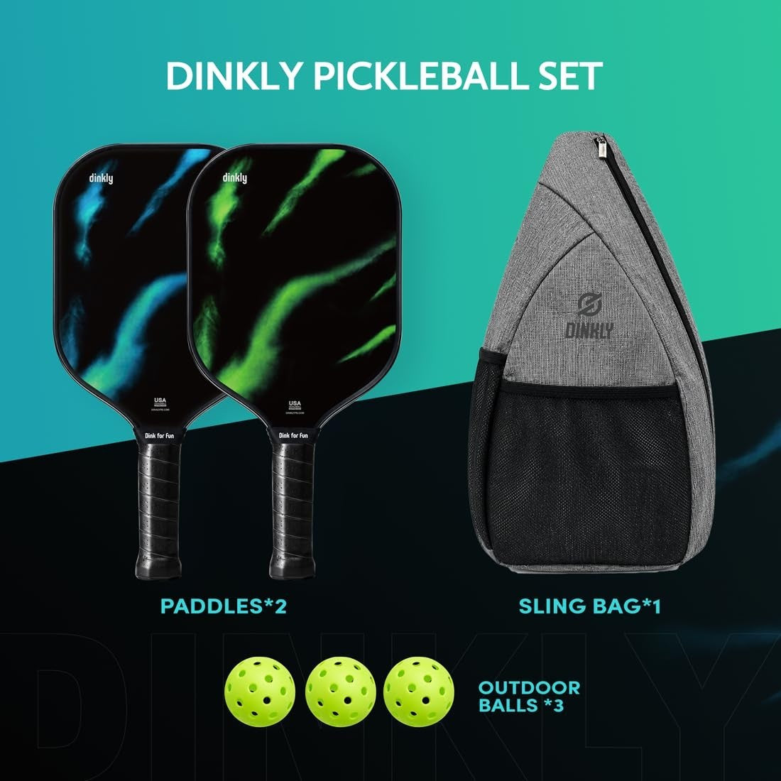 Pickleball Paddle Set of 2/4 - USAPA Approved Graphite/Fiberglass Rackets, 4 Bal5