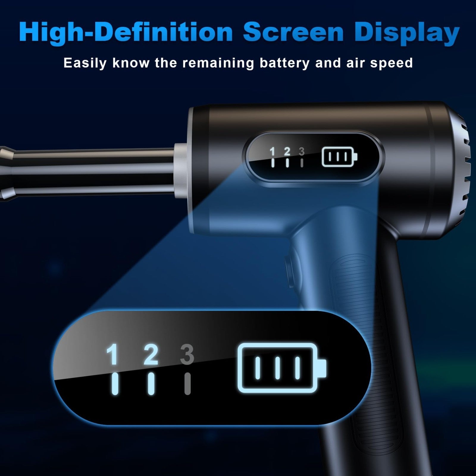 Rechargeable Cordless Air Duster   3 Speed 100000RPM Blower, LED Display, Home &3