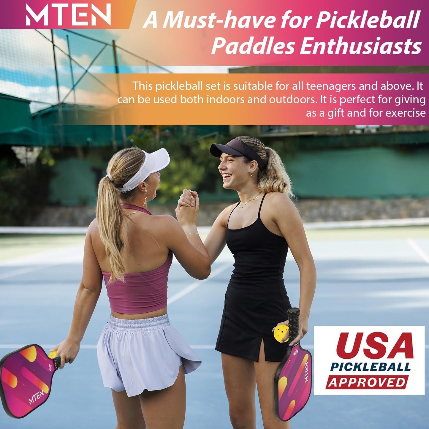 Pickleball Paddle Set of 2/4/1 - USAPA Approved Fiberglass Rackets, Lightweight6