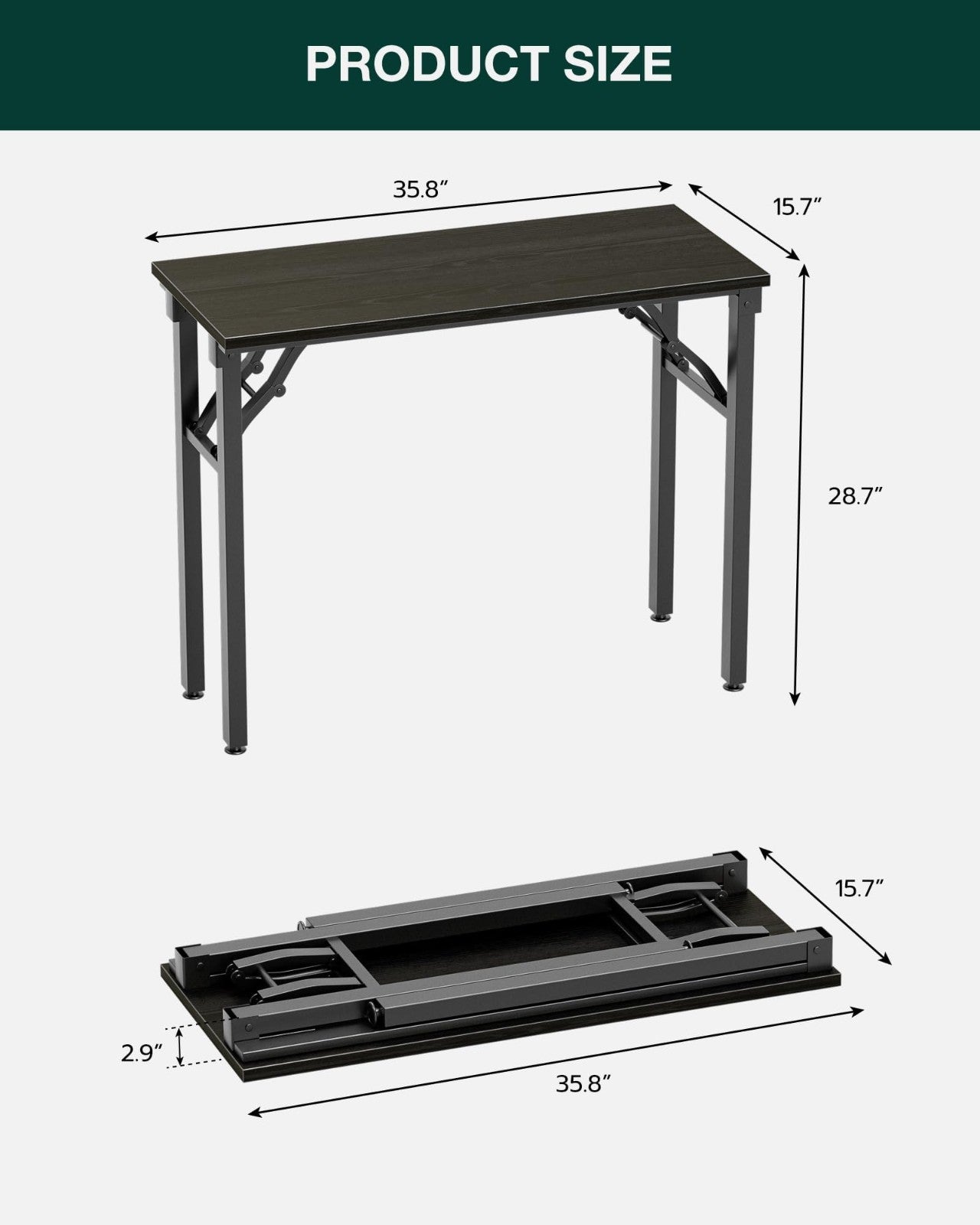 Compact Folding Laptop Desk - 35.8" Portable Table for Small Spaces, Easy Setup2