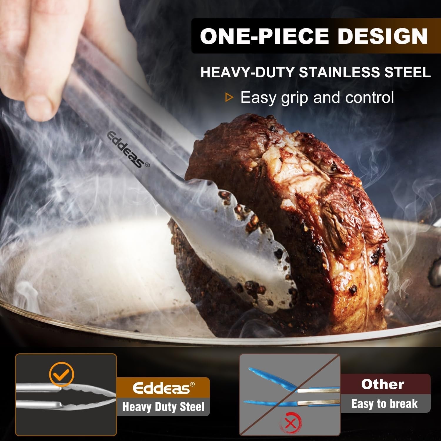 Heat Resistant Stainless Steel Cooking Tongs Set of 3   BBQ, Food Prep, Heavy Du3