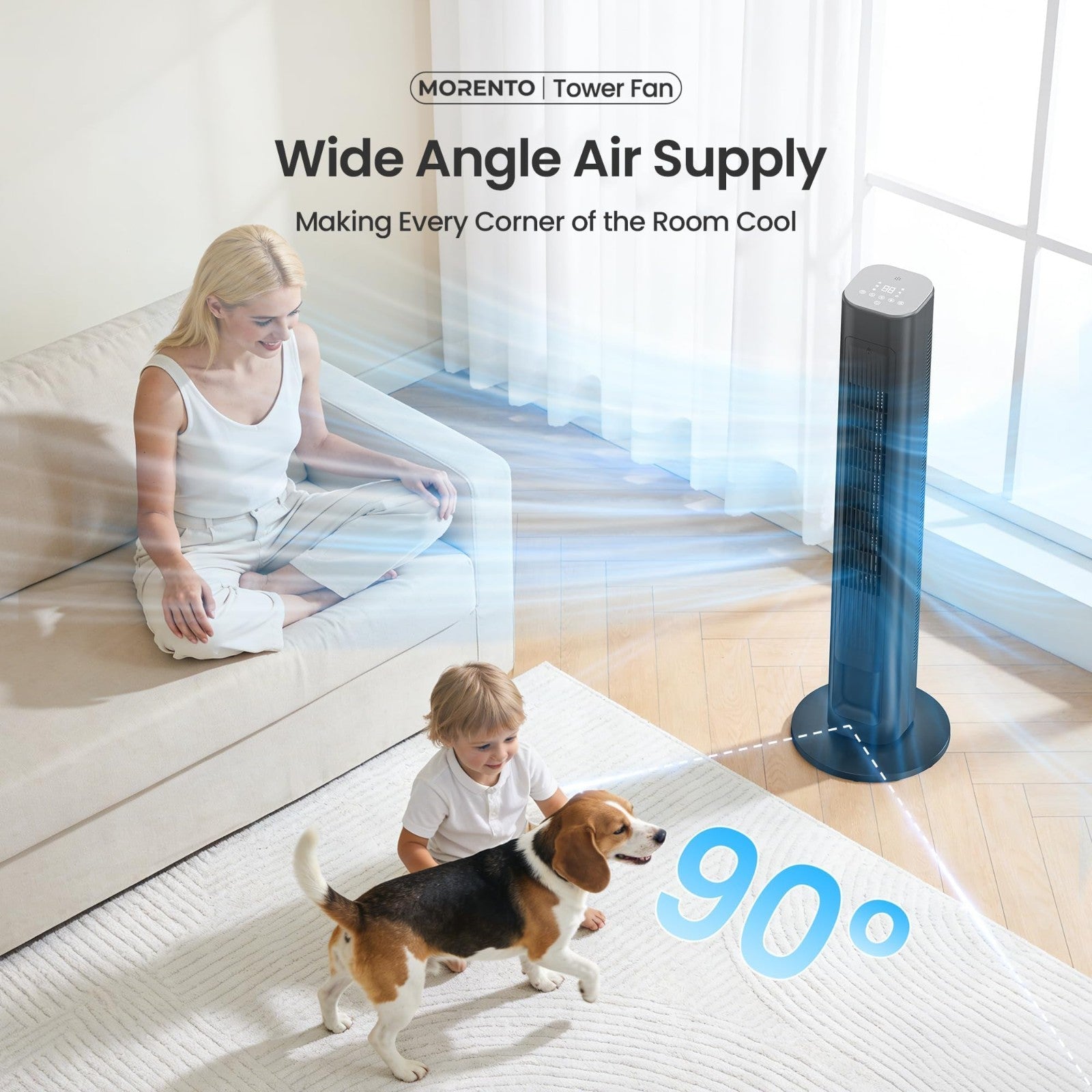 42.8" Smart Tower Fan   90° Oscillation, 12H Timer, 4 Modes, Quiet 28dB, Remote5