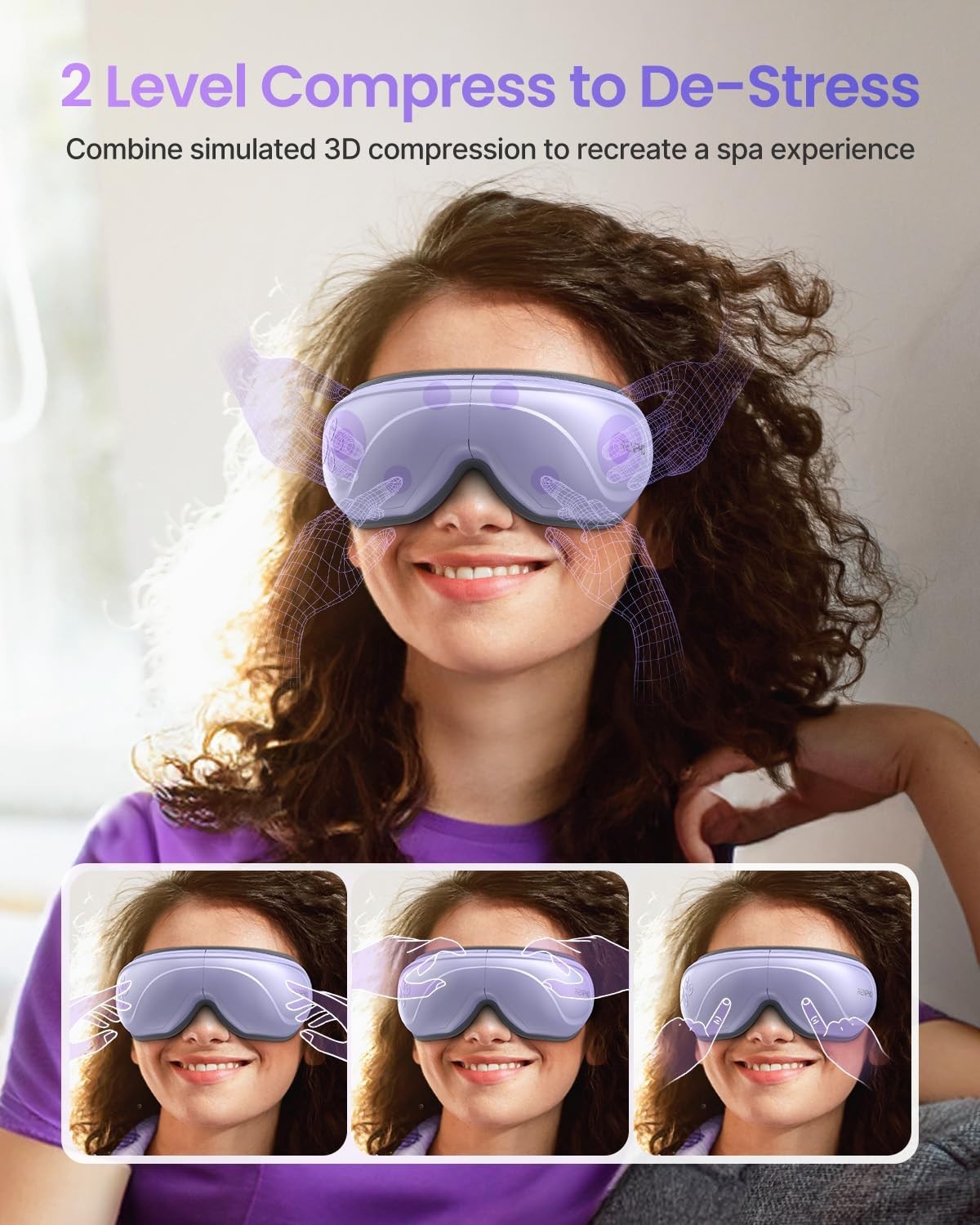 Heated Eye Massager with Bluetooth Music - Vibration & Compression, Rechargeable3