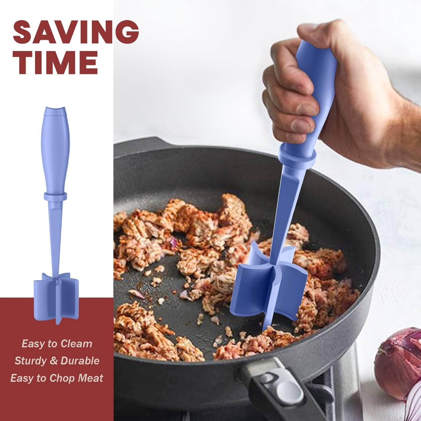 2Pack Meat Chopper Hamburger Smasher, Heat Resistant Nylon, Non Stick Mixer, Dis4