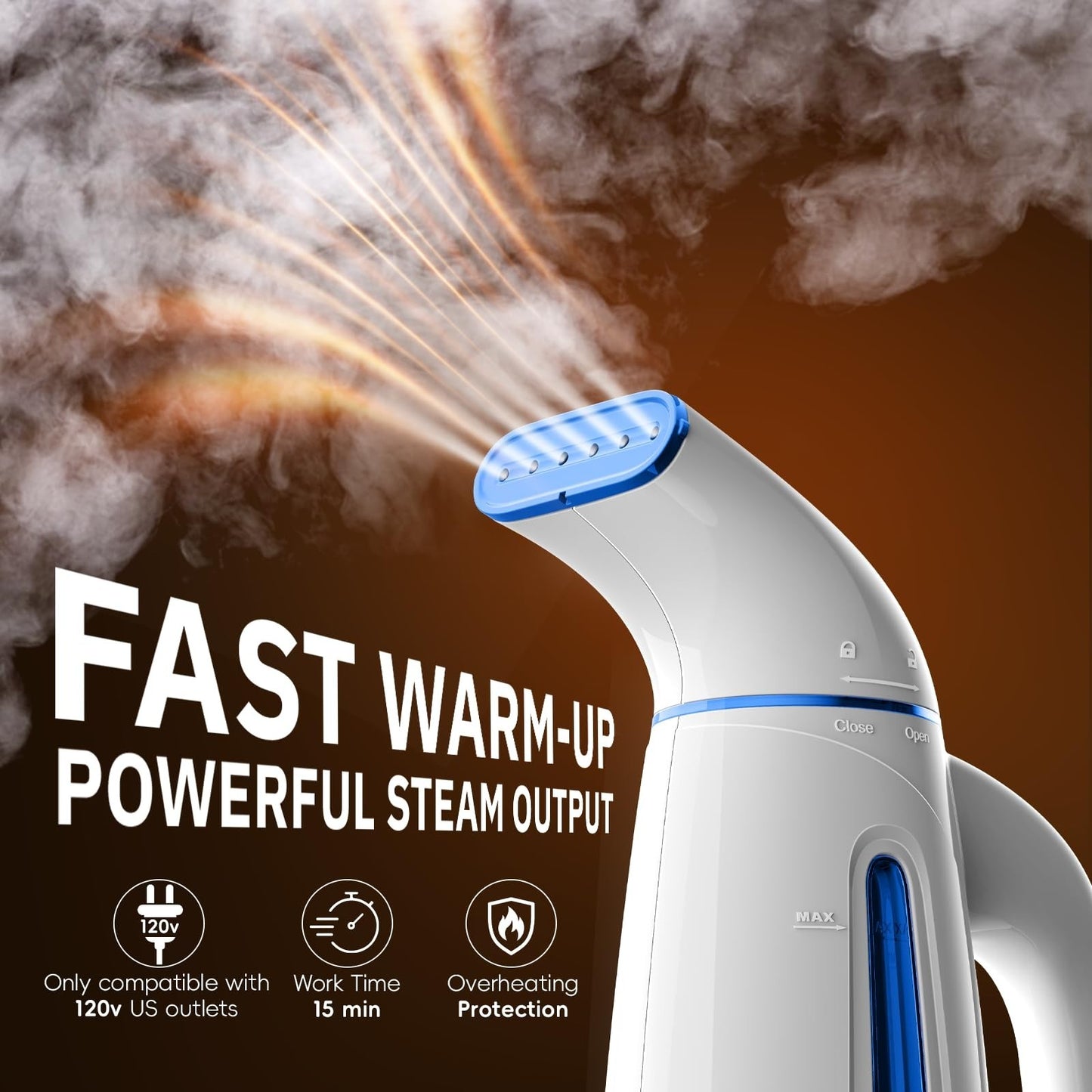 Handheld Clothes Steamer, 700W Portable Travel Steam Iron, 240ml Capacity, Fast2