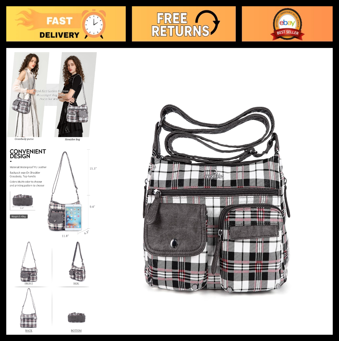 Stylish Crossbody Bags for Women   Medium Faux Leather Shoulder Handbags & Purse0
