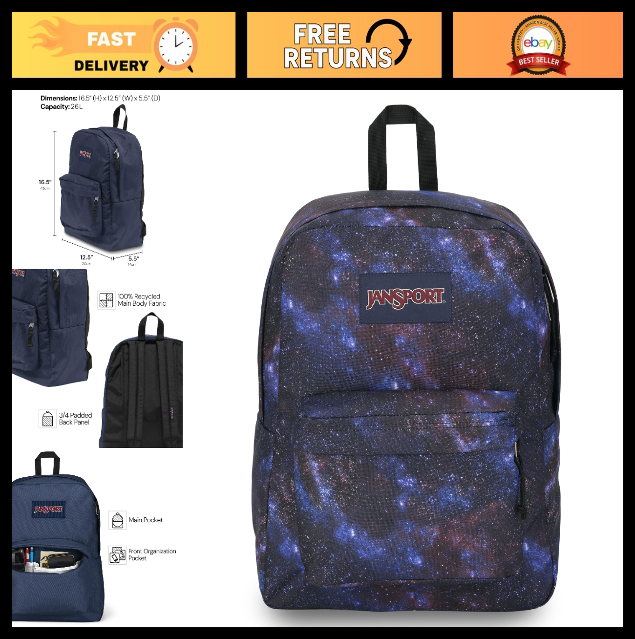 Durable Lightweight Backpack   1 Main Compartment, Front Utility Pocket, Organiz0