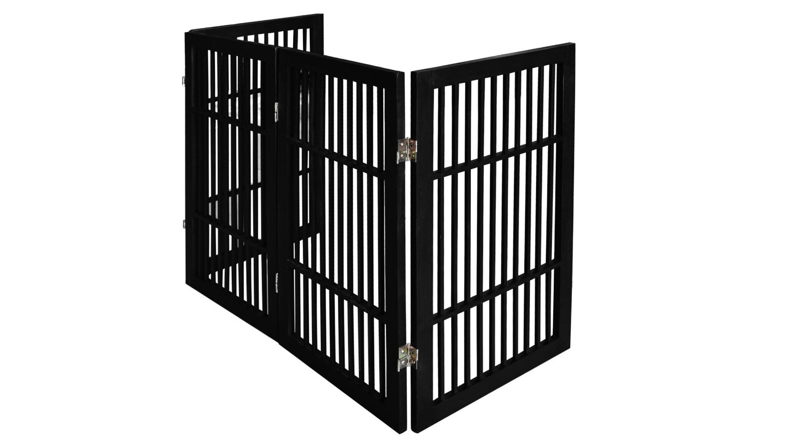 Freestanding Wooden Pet Dog Gate - Durable Folding Safety Barrier, 4 Panel 30" T8