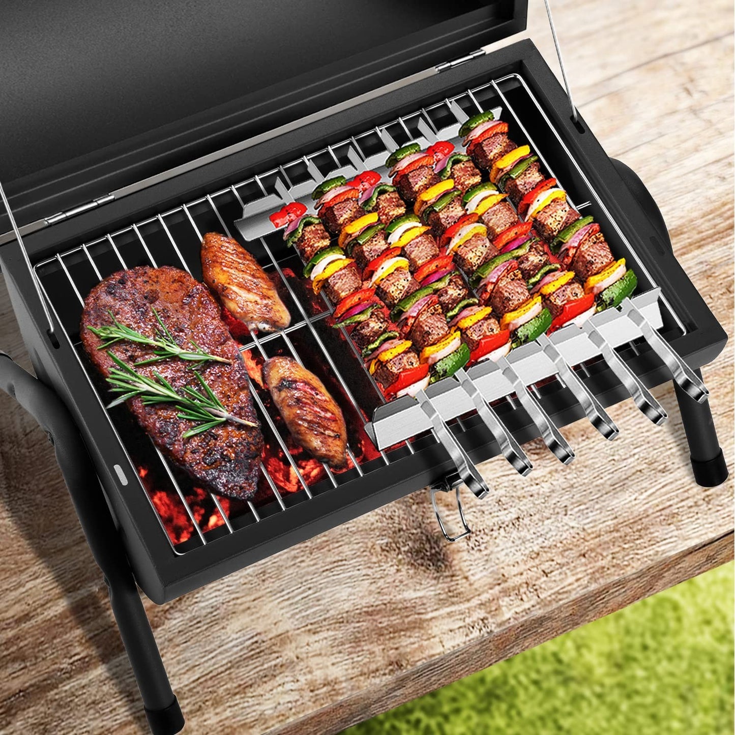 Portable Charcoal Grill - Tabletop BBQ Smoker for Outdoor Cooking & Camping4