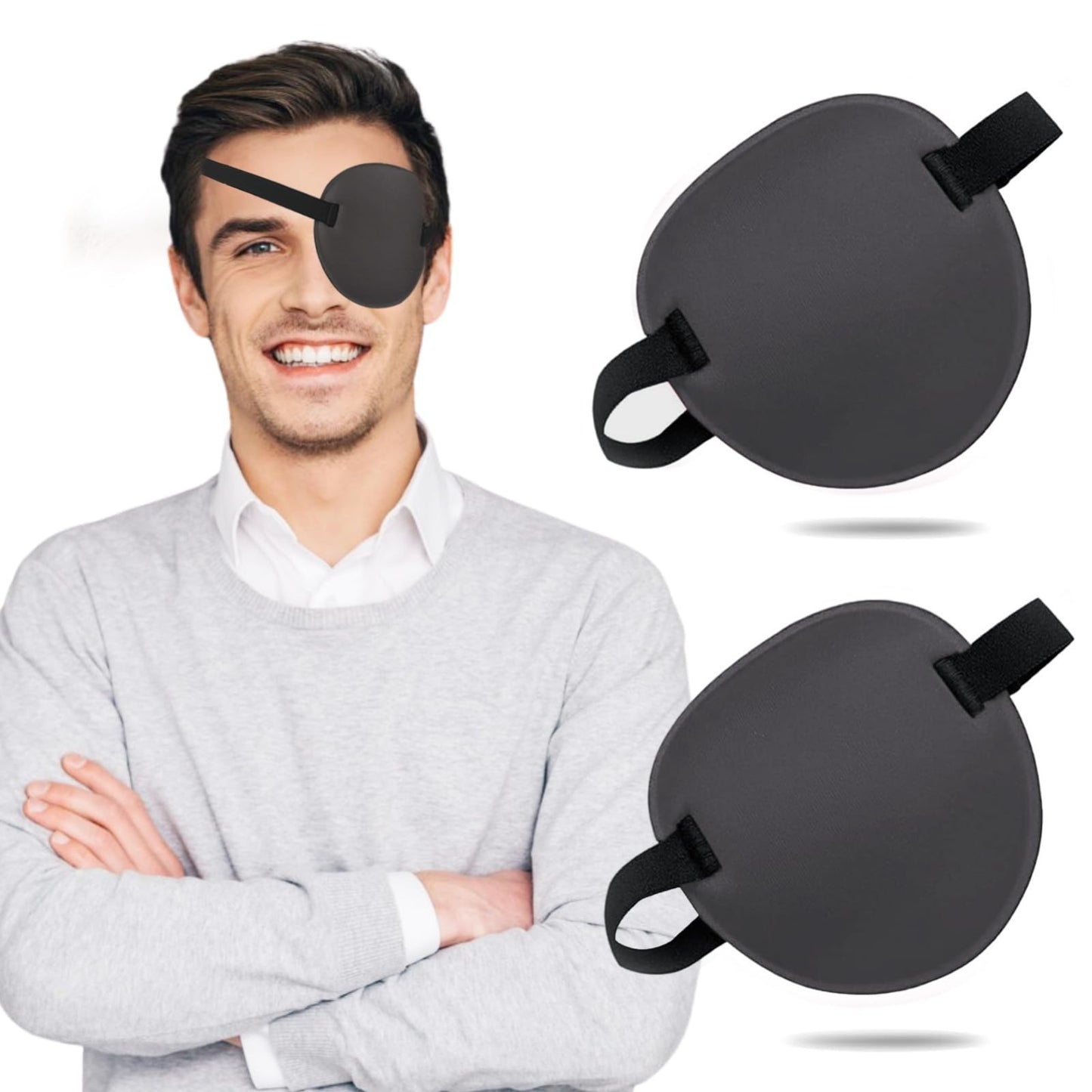 2PCS Adjustable Eye Patch for Adults & Kids, Soft Breathable Fabric, Vision Ther1