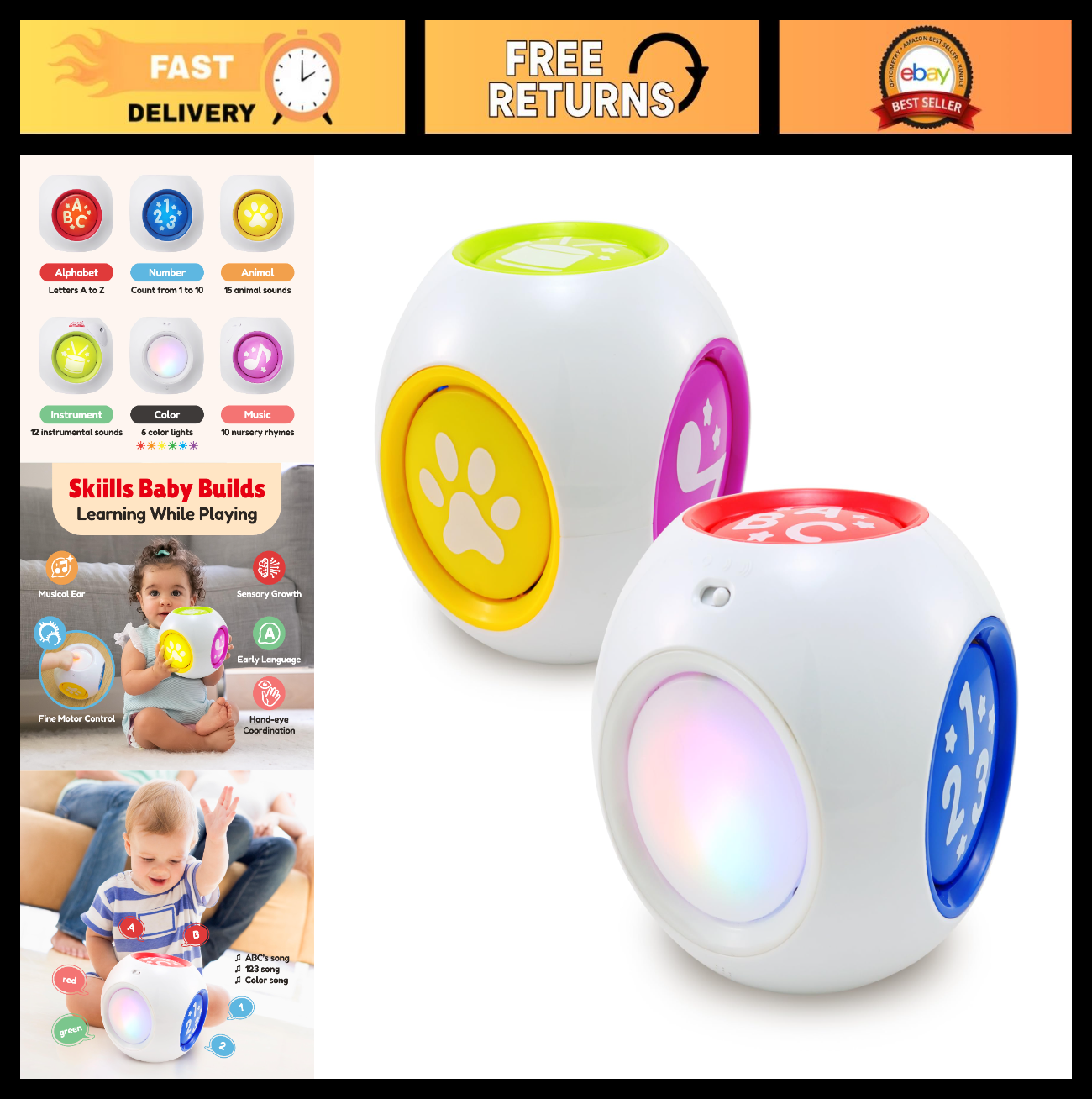 Interactive Musical Learning Cube Toy for Babies 6 Months to 3 Years   Education0