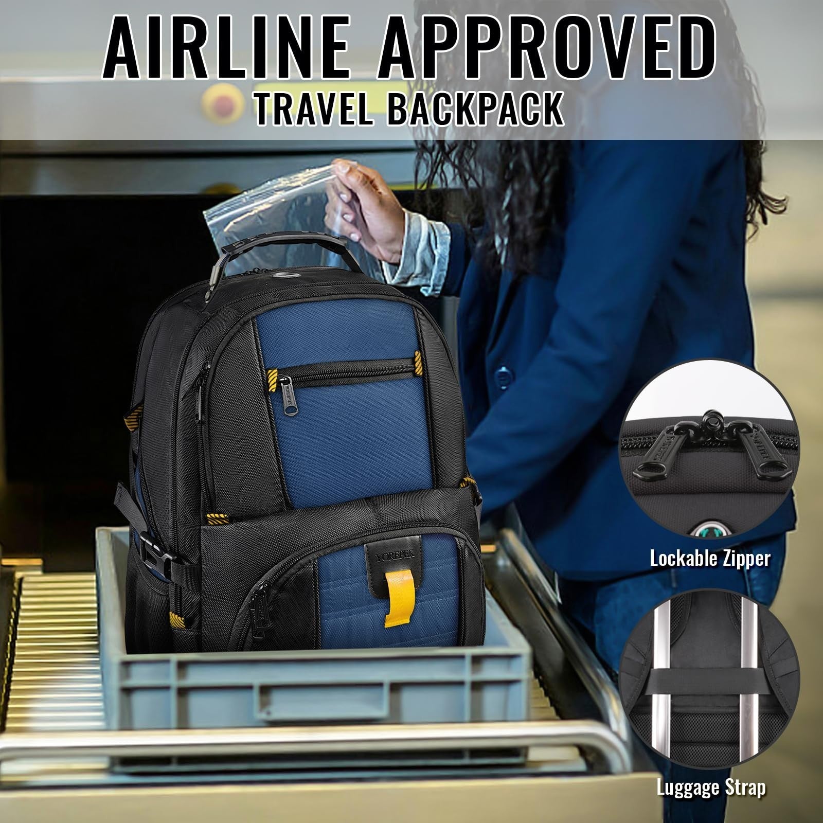 Large Heavy Duty Laptop Backpack for Men, Travel Rucksack, Waterproof, Multi Com5