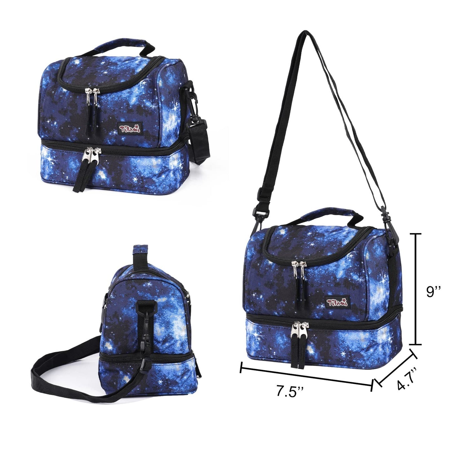 Wheeled Kids Backpack 18" with Lunch Bag, Double Handle, Galaxy Blue, Boys & Gir6