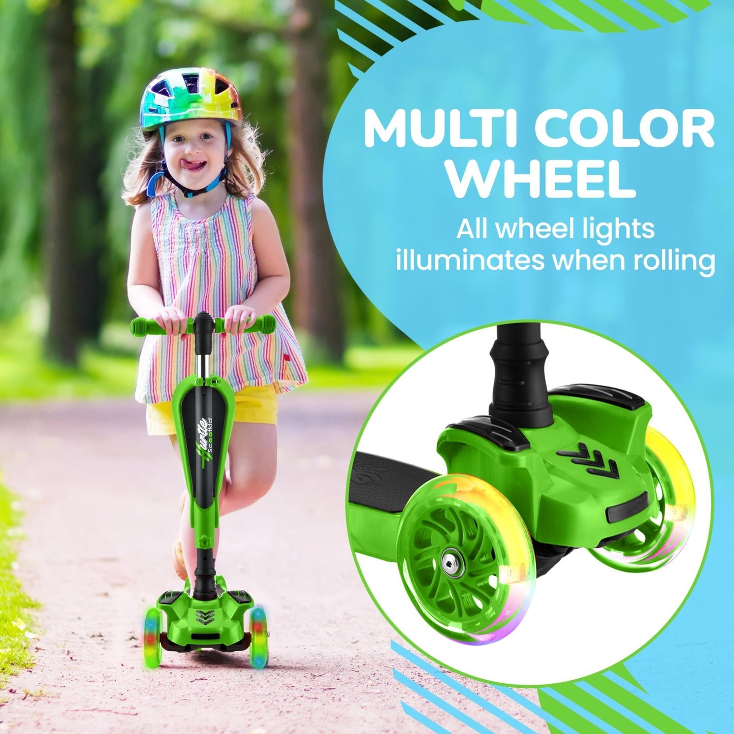 3-Wheeled Kids Scooter with LED Lights, Adjustable Handlebar & Foldable Seat - S5