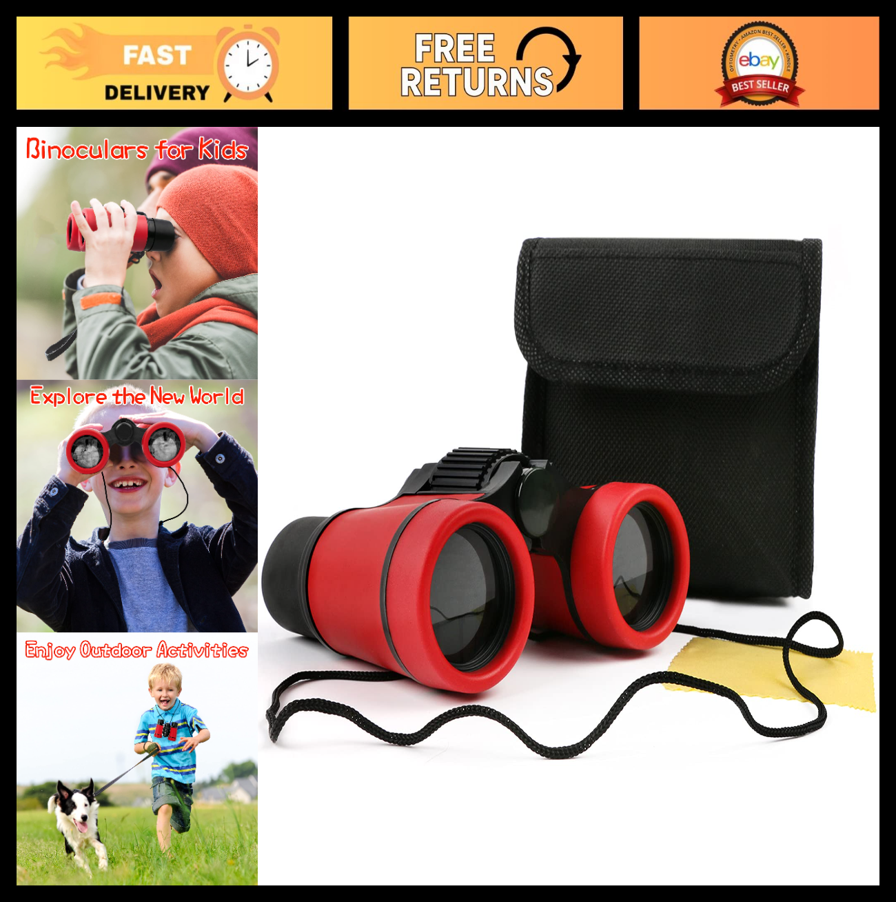Kids Shockproof Binoculars Set for Ages 3 12   Bird Watching, Hiking, Learning T0