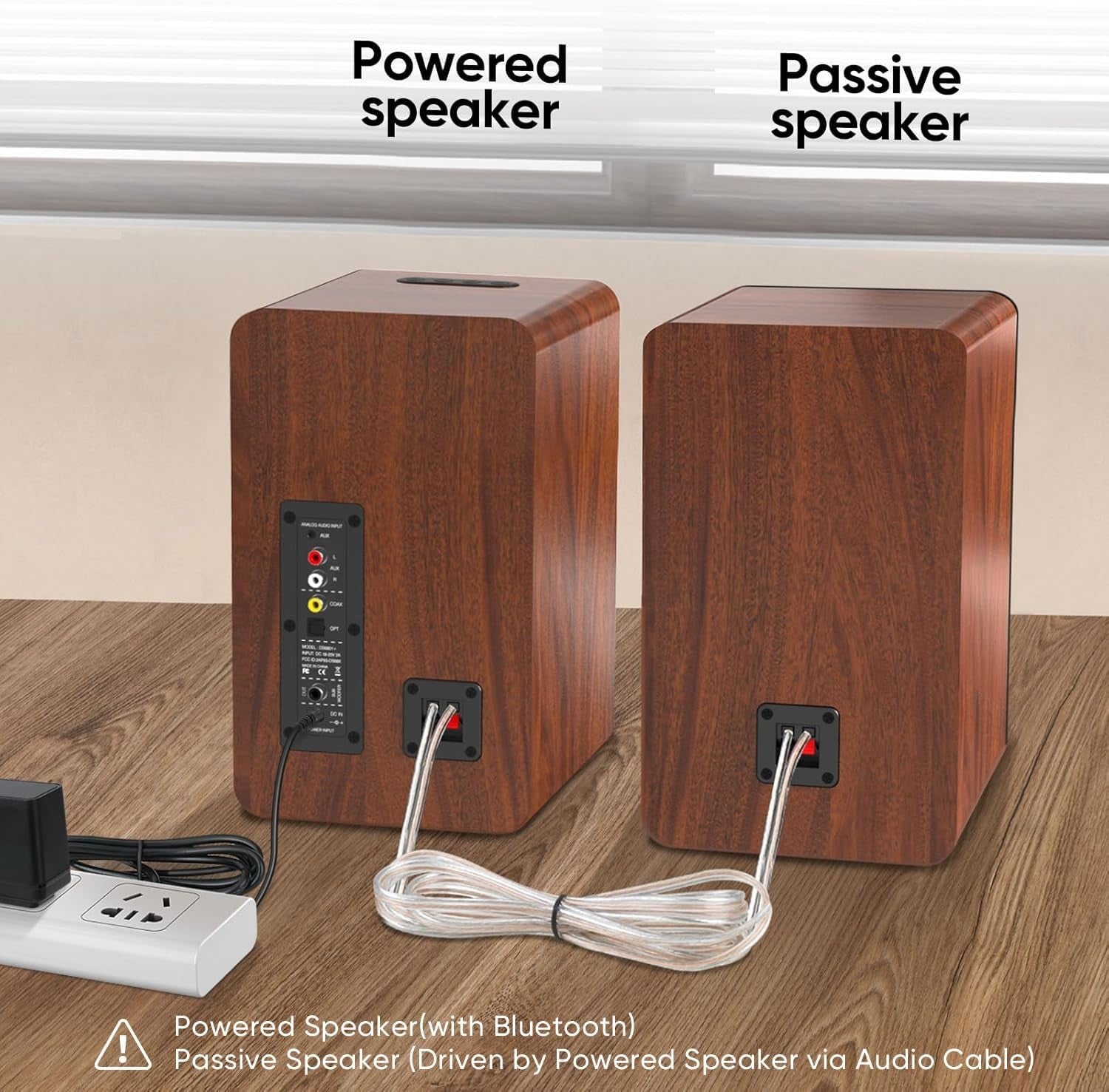 40W Bluetooth Bookshelf Speakers   4" Woofer, Optical/Aux/RCA Inputs, Sub Out, T2