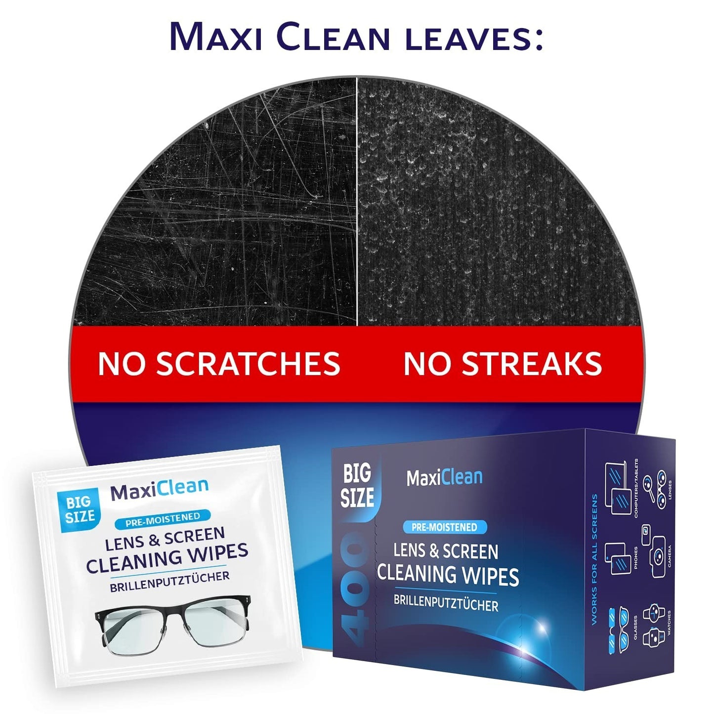 Pre-Moistened Lens Wipes - 400 Individually Wrapped Glasses & Screen Cleaners -5