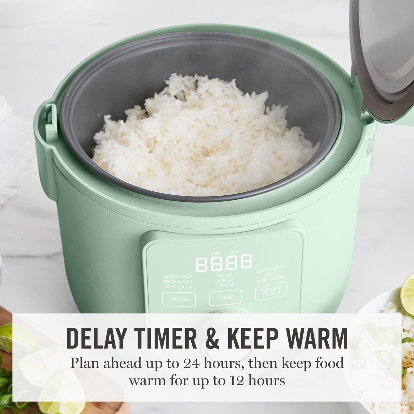 4-Cup Rice Cooker, Ceramic Non-Stick Pot, Keep Warm, Steam Basket, Quick Cook, G8