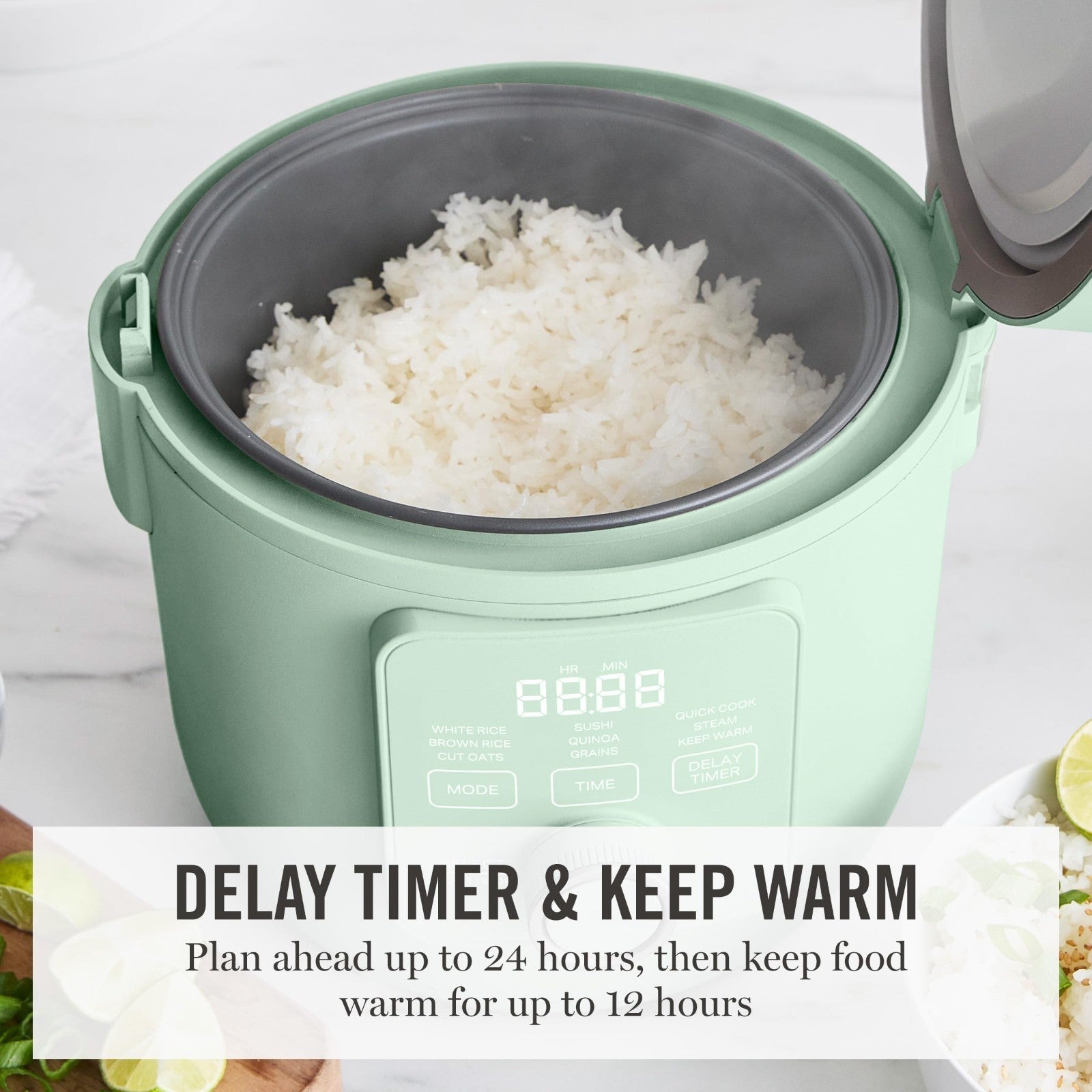 4-Cup Rice Cooker, Ceramic Non-Stick Pot, Keep Warm, Steam Basket, Quick Cook, G8
