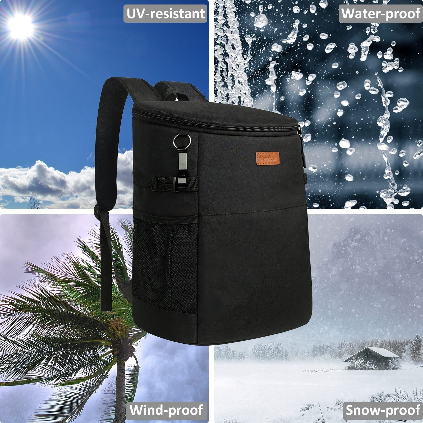 Insulated Camping Cooler Backpack - Holds 30-45 Cans, Waterproof, Leak-Proof, Pe6