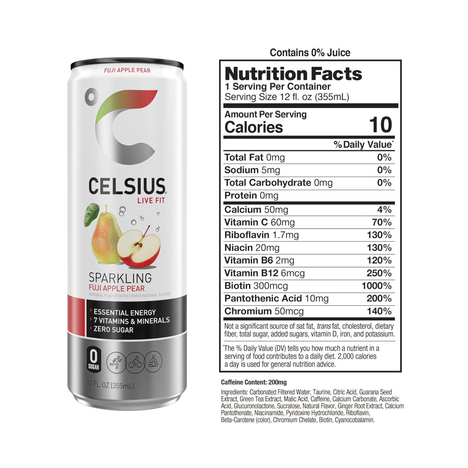 Sugar Free Sparkling Energy Drink   Fuji Apple Pear Flavor, 12 Fl Oz, 12 Pack2