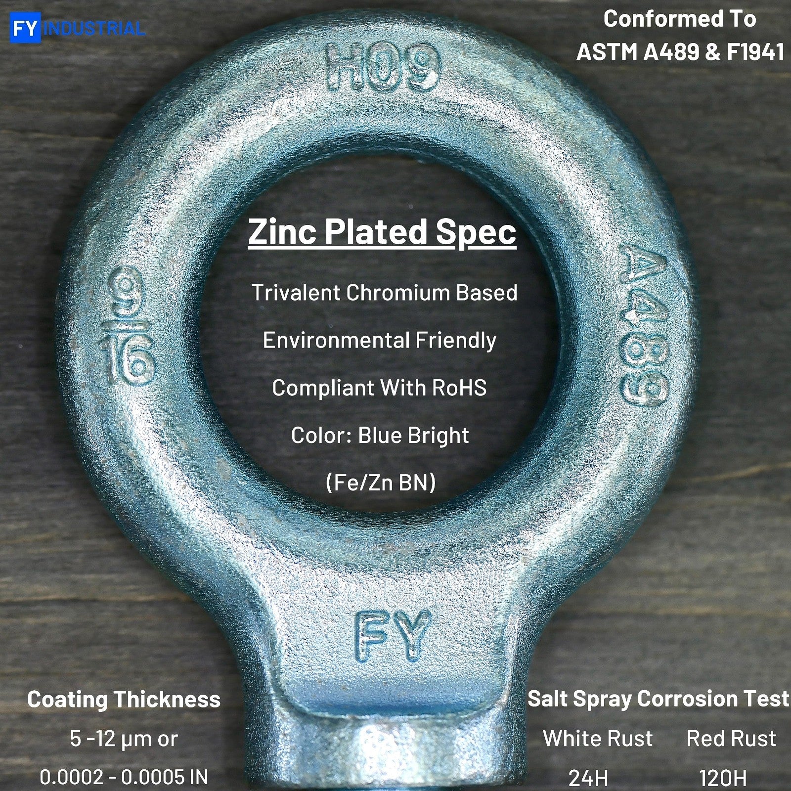 Heavy Duty Lifting Shoulder Eye Bolt 9/16"-12 x 1-5/8" | Zinc Plated Hardware5