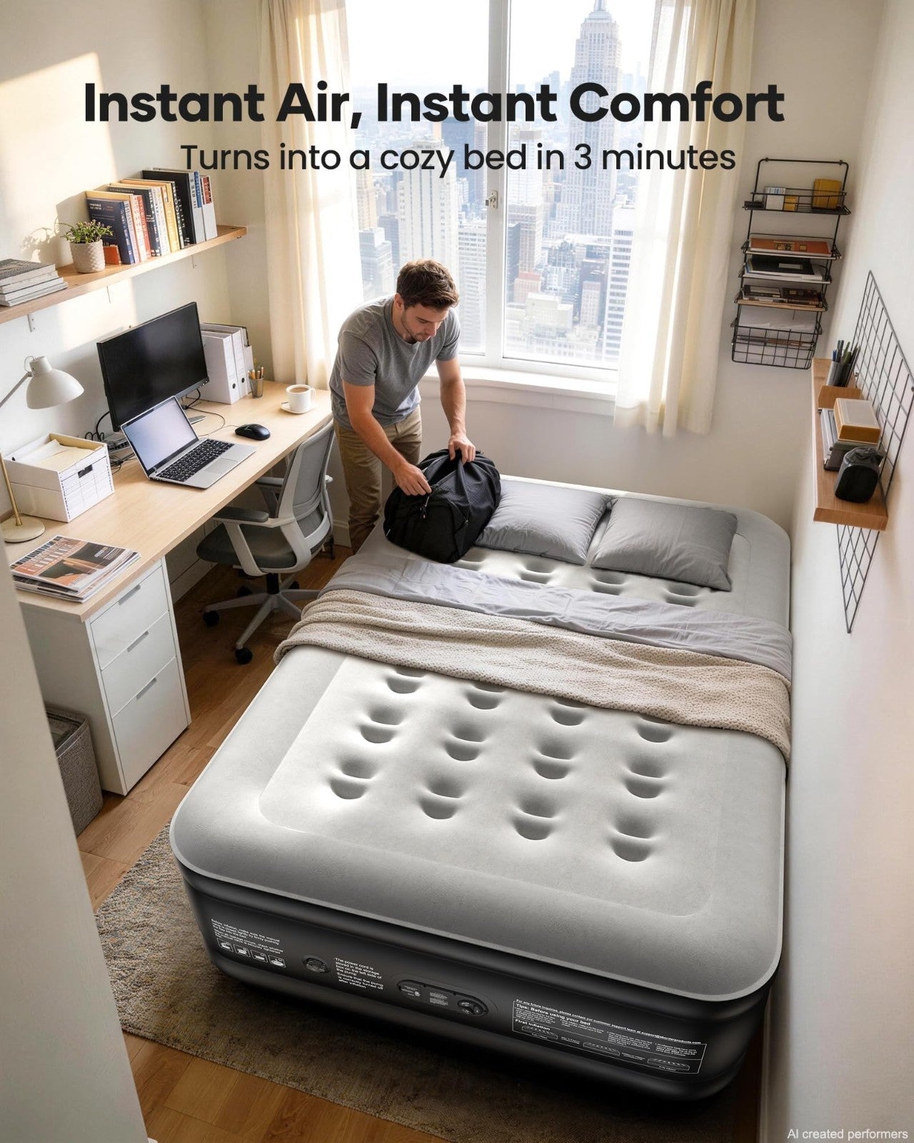 Full Air Mattress with Built in Pump, 18" Raised Inflatable Bed, Waterproof, 6004