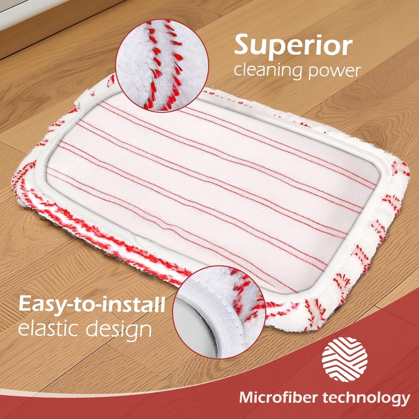 Extra Large Microfiber Flat Mop 16" with 5 Pads & Scraper for Wet/Dry Floor Clea3