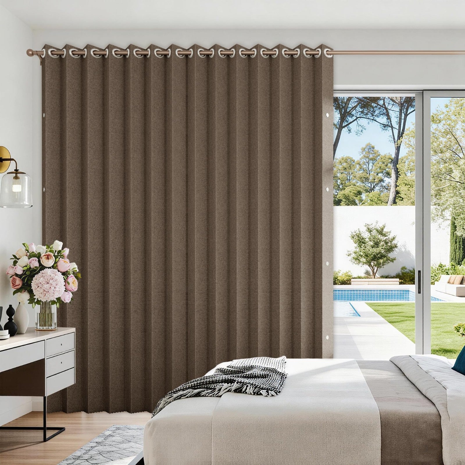 Accordion Door Curtains for Doorways, Fabric Privacy Curtain Panel W100 x L84, B1