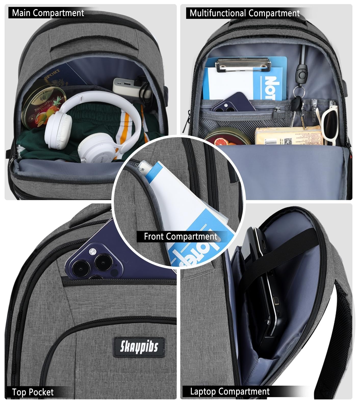 Water Resistant Laptop Backpack for Men & Women, 17.3" College Bookbag, Sturdy T3