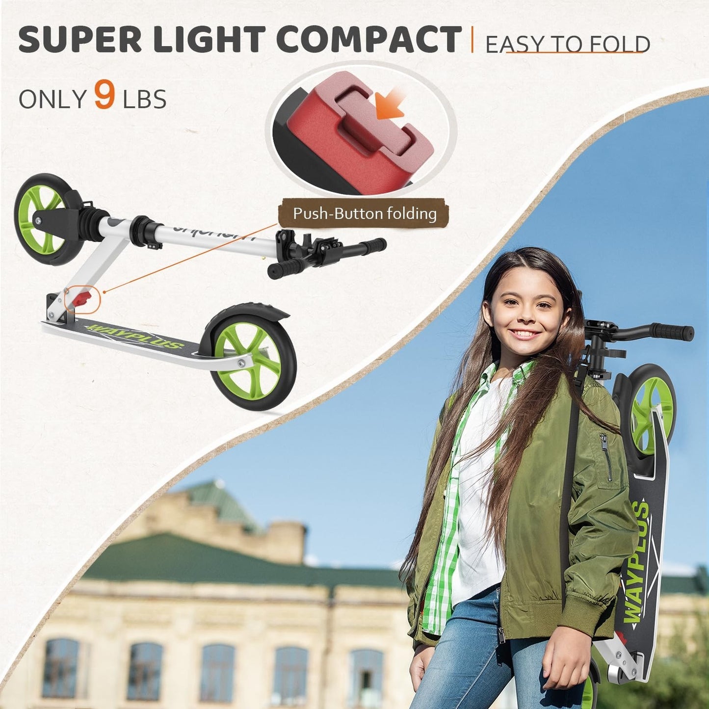 Kick Scooter for Kids, Teens & Adults - 8" Big Wheels, 240lb Weight Capacity2