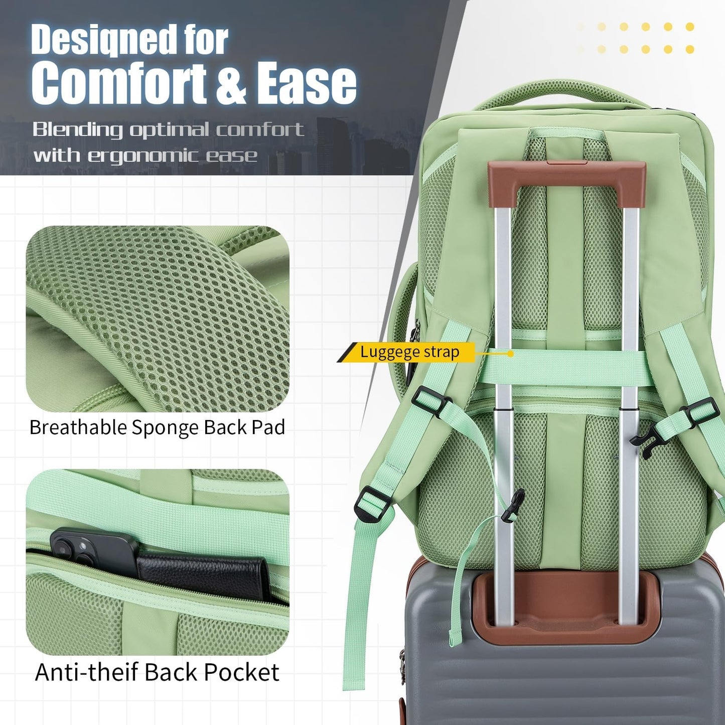 42L Travel Backpack with 4 Packing Cubes, TSA Friendly Carry On, Lightweight & D4