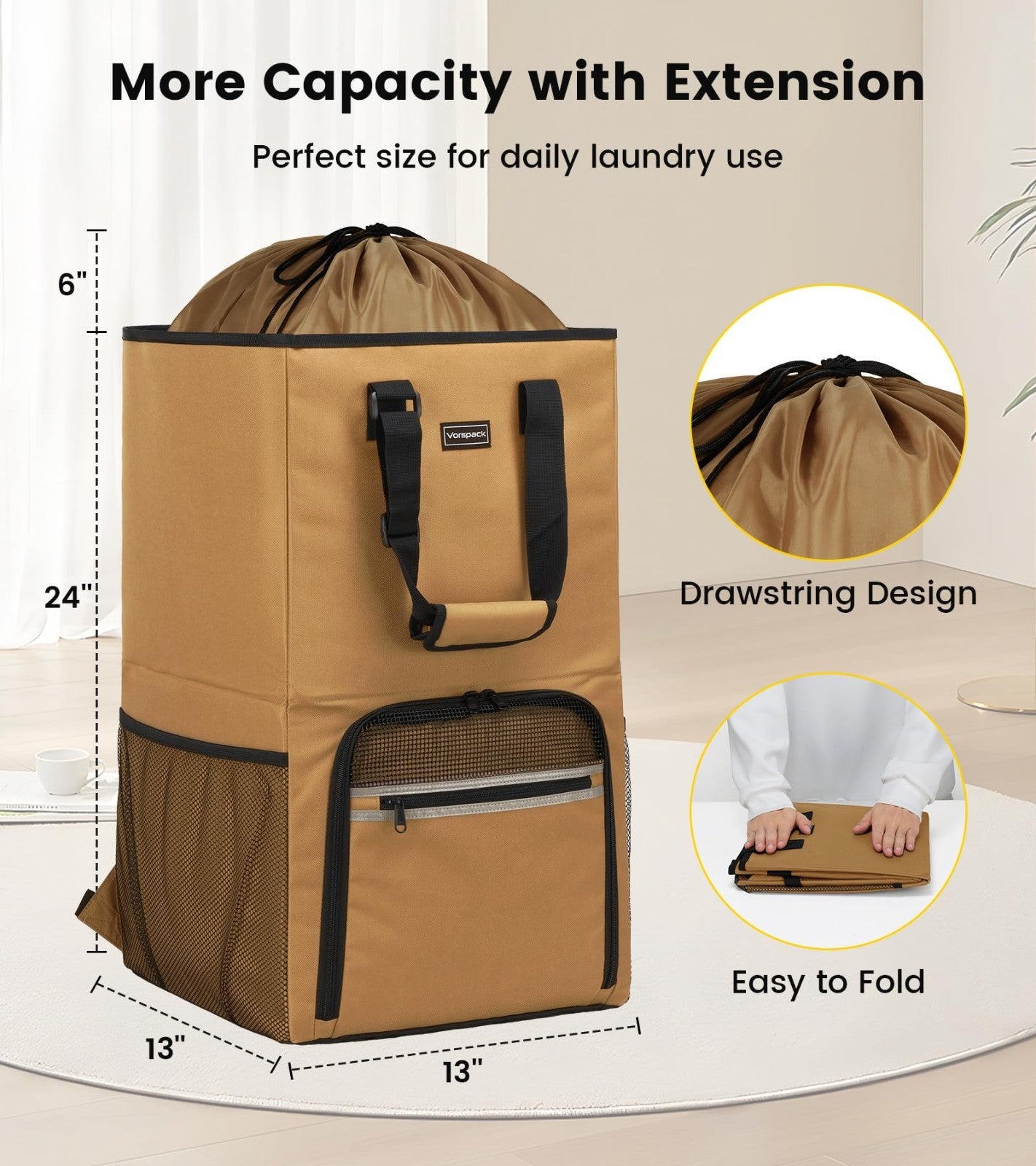 Extra Large Laundry Backpack with Shoulder Straps - Heavy-Duty 2-in-1 Hamper for2