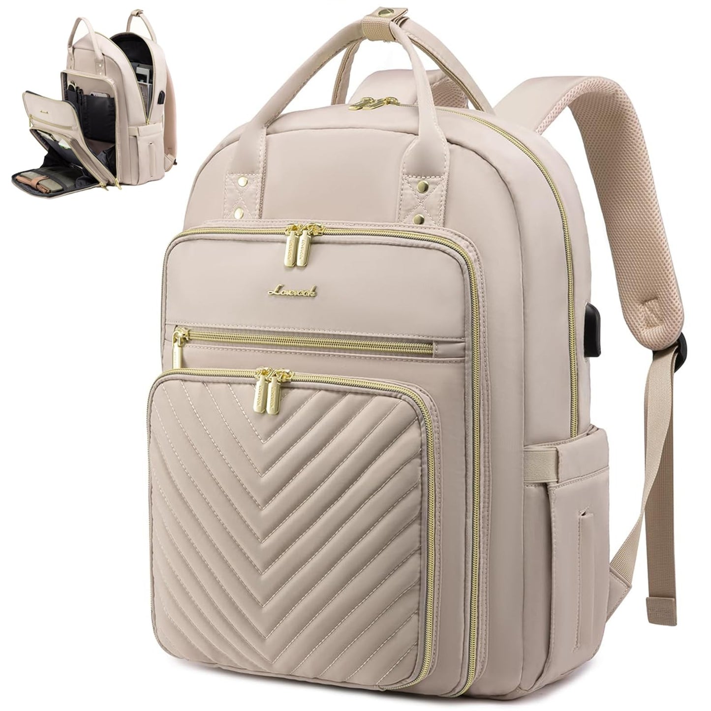 Stylish 15.6" Laptop Backpack for Women, Waterproof USB Daypack for Work & Trave1