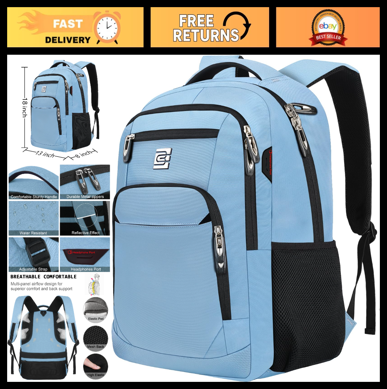 Slim Anti Theft Laptop Backpack for Business & College Travel   Stylish & Functi0