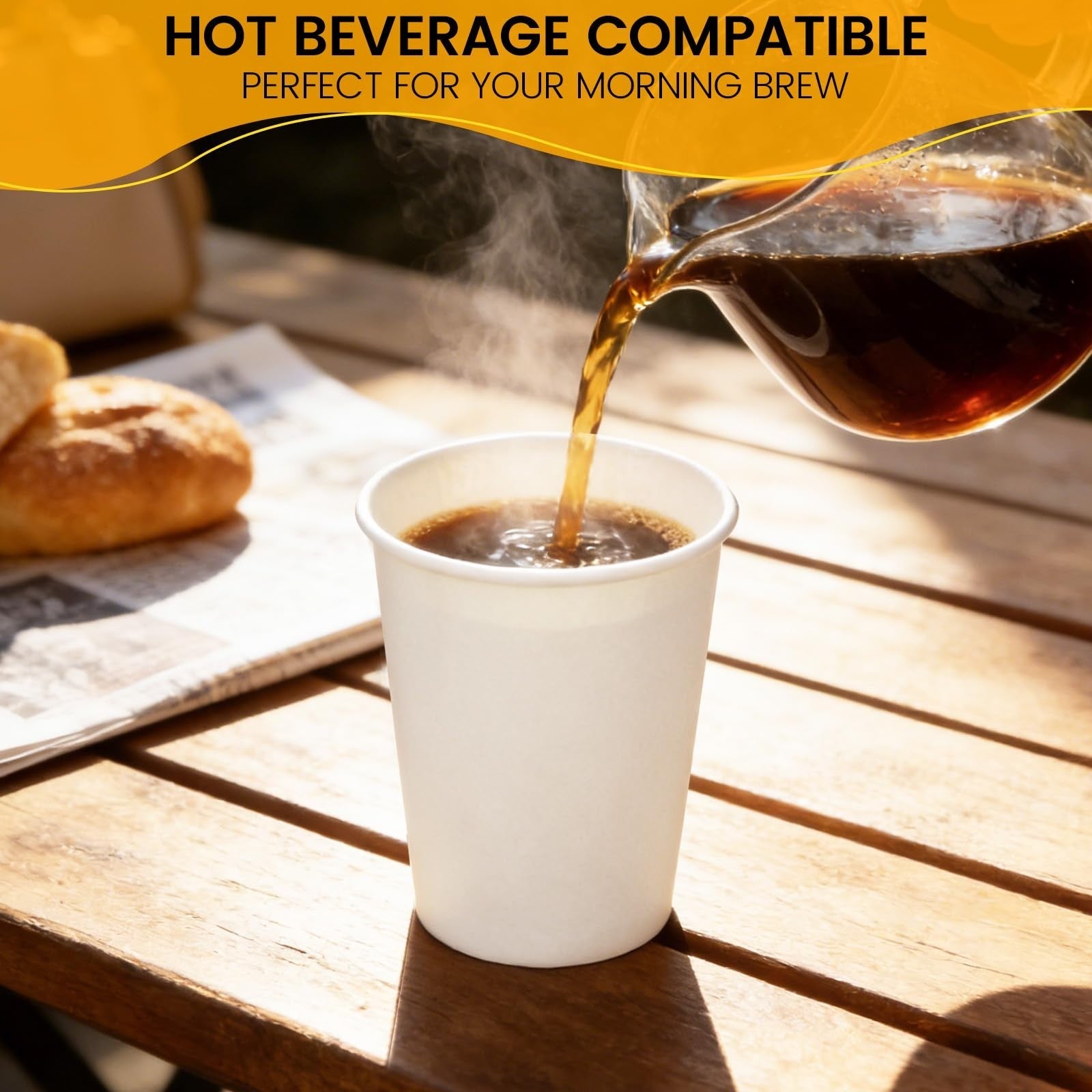 300 Pack 12 oz Disposable Paper Coffee Cups - Sturdy, Leak-Resistant for Hot & C5