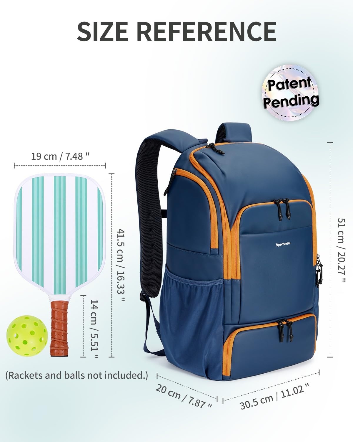 Waterproof Pickleball Bag with Shoe Compartment & Fence Hook | 30L, 2 Pockets, A5