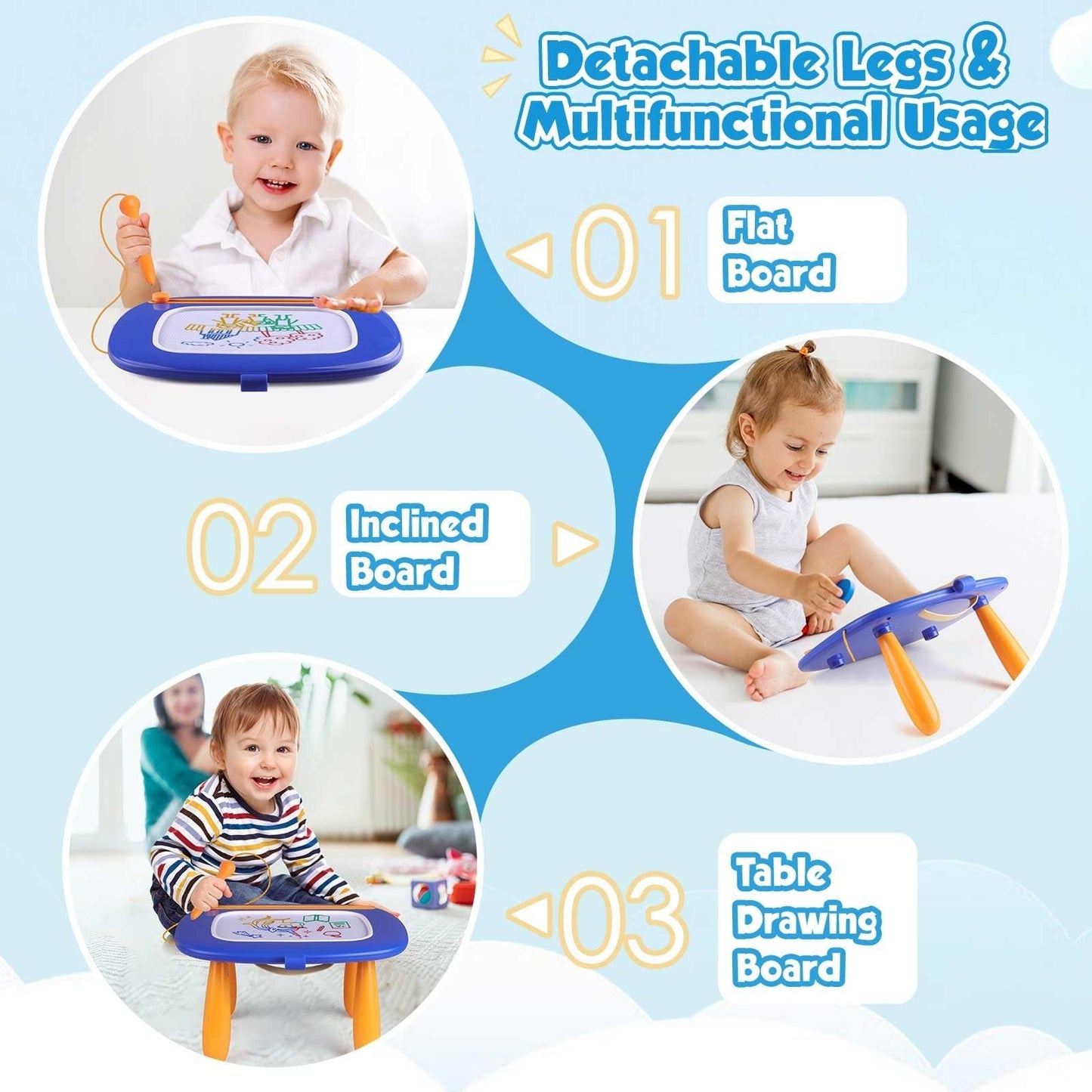 Magnetic Drawing Board for Toddlers - Educational Doodle Pad for Kids 1-3 Years4